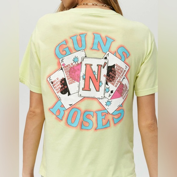 NWOT Daydreamer Guns N' Roses Cards Boyfriend Tee Shirt - Picture 4 of 16